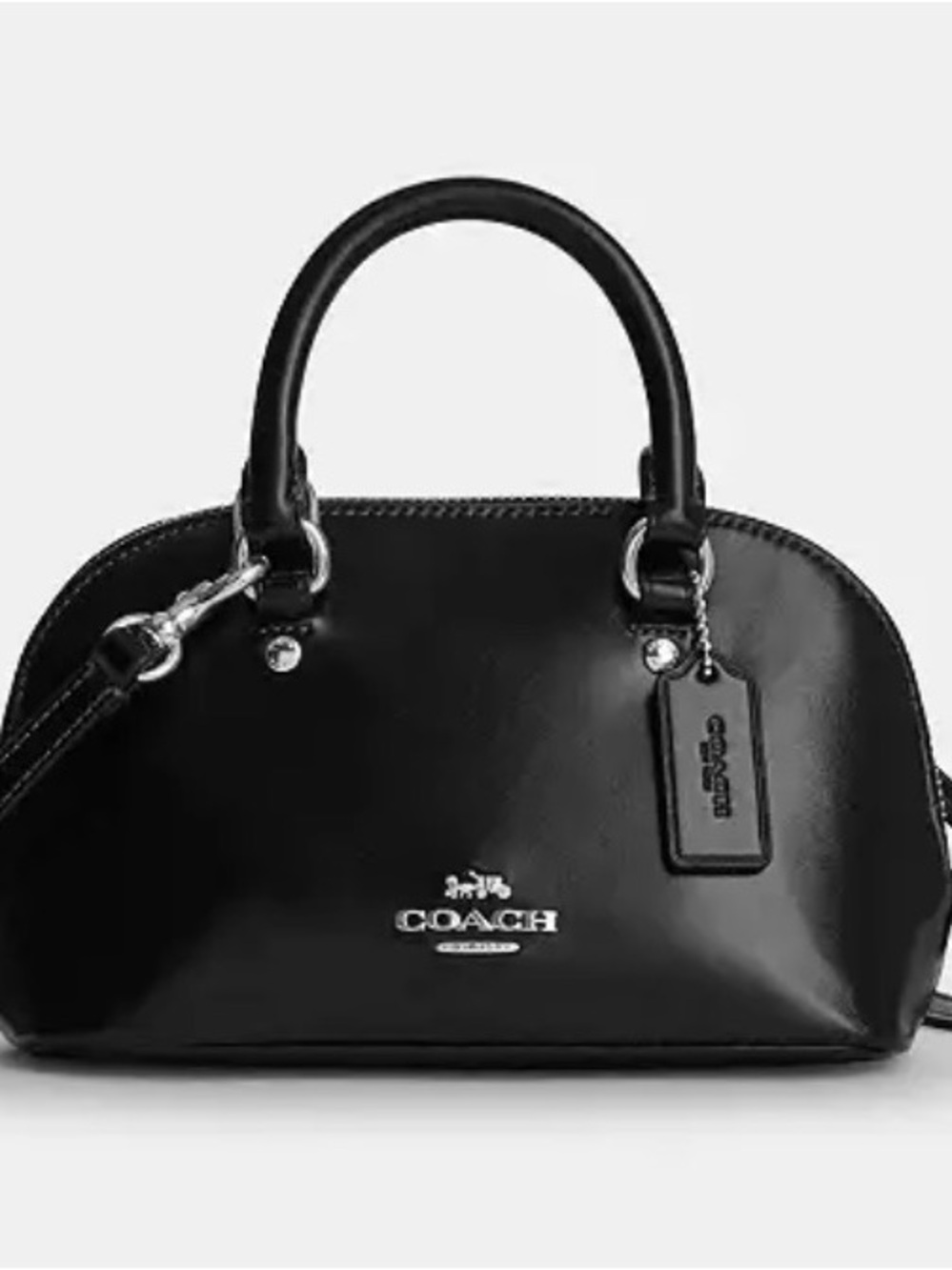 Coach Black Patent Leather Mini Dome Satchel